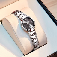 HOT ； OPK 8105 นาฬิกาข้อมือแฟชั่น กันน้ำ หน้าปัดเล็ก 25 มม.สีดำ เงิน สายสแตนเลส สำหรับผู้หญิง