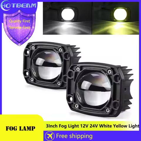 3inch Led Work Spotlights 24V 12V Car DRL Lights LED 6000K/3500K Fog Lens Motorcycle Spotlight For J