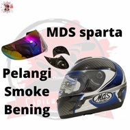 kaca helm MDS sparta Full FACE pelangi smoke bening rachet VISOR helm