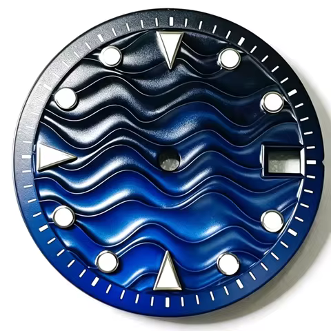 28.5mm 3D Embossed Wave Diver Watch Dial Gradient Wavy No logo For Seiko MIDO Ocean Star NH35 Automa