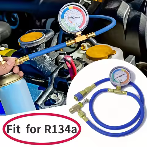 R134A Recharge Hose Kit with Gauge AC Refrigerant Recharging Hose with R134A Can Tap Refrigerant Dis