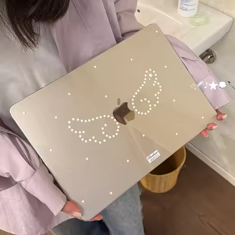 Ins Polka Dots Wings Glitter Laptop Case For Apple Macbook 15 inch M5 Air 15 13 13.6 Inch For M4M3M2