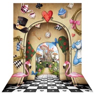 Homewelle Wonderland Tea Party Backdrop 5x7 ft Polyester Fabric - Fairy Tale Mushroom Key Hold Check