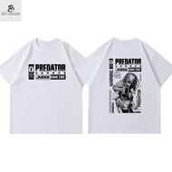 Men's T-shirt with cartoon print “Killing Grounds"black and white, image of a predator who is eating
