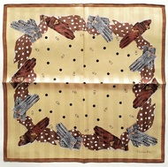 復古 Christian Dior 絲巾 千鳥格紋手套印花 20 x 19.5 英吋