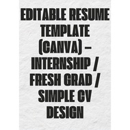 Editable Resume Template (Canva) – Internship / Fresh Grad / Simple CV Design