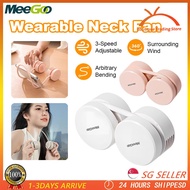 【SG Ready Stock】MeeGoo Neck Fan Leafless Hanging Neck Fan 360°Adjustable Foldable Strong Wind Fan