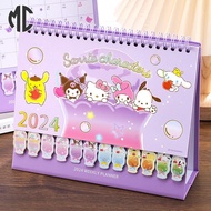 Calendar (2 Styles Optional) 2024 Desk Calendar Kuromi Cinnamon Dog Melody Calendar Desktop Decoration Notepad Planner