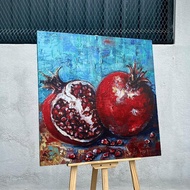 Frame Canvas pomegranate Buah Delima With Floating Wall Art Decor Hiasan Dinding Ruang Tamu Seni Luk