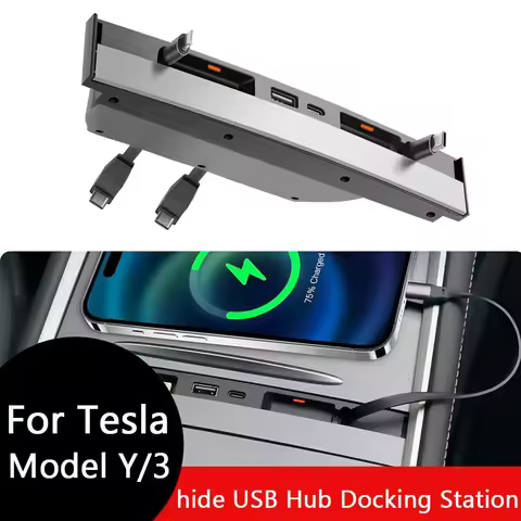 USB Hub Docking Station For Tesla Model Y & Model 3 Central Control Organizer for Model Y(2021-24) &