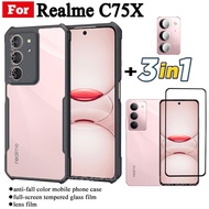 3 IN 1 Realme C75x Anti-fall Mobile Phone Case for Realme C 75 C7 5 C75 Tempered Glass Film+lens Fil