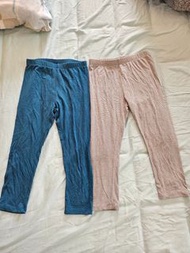 【麗嬰房】Les enphants冰牛奶涼感素色長褲（淺灰色+海軍藍）2件合售150元   二手 尺寸：兩件皆為3號（100） 150元