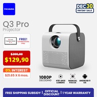 PULSAURA Q3 Portable Mini Smart Projector 1080P 4K Decode Android 9.0 Wifi Projector