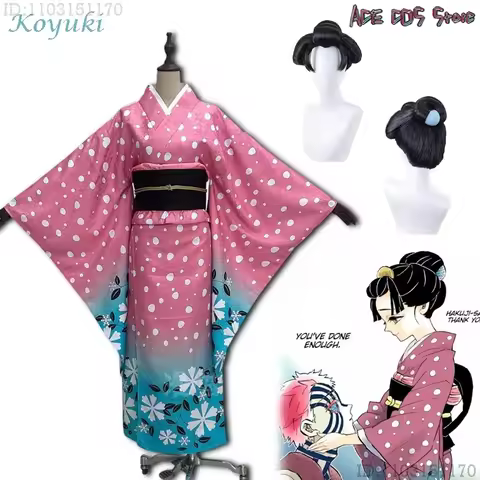 Christmas Costume Halloween koyuki Cosplay Kimono Costume Wig Pink Snowflake Hair Clip Women Koyuki 