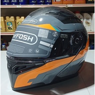Grayfosh G3838 Full Face Flip up Double Visor Kraze Orange / Grey ( 2 in 1 ) ( 1pcs ) JK