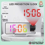 180° Smart LED Projection Alarm Clock Multicolor Display Timer USB Temperature Electronic Clock for 
