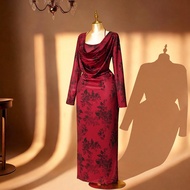 Plus Size Women's Romantic Long Strap Fitted Floral Print Maxi Dress,Square Neckk, Back Slit, Women'