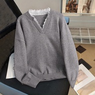 Plus Size 1XL-5XL Autumn Winter Warm Women Lace Pullover Sweater Top