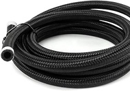 QWORK Fuel Line Hose, 10FT -6AN Black Nylon Braided Fuel Oil Hose Fuel Line for 3/8" Tube Size