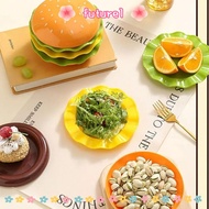 FUTUREE Mini Dinner Plate, Plastic Multi-functional Stackable Hamburger Plate Set, Creative Burger-S