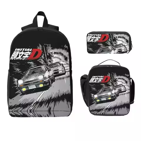 Initial D - Mountain Drift Racing AE86 Backpack Boys Girls BookBag School Bag Shoulder Bags 3ps Insu