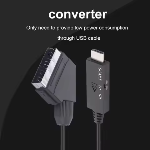 1m Audio Video Adapter Scart To HDMI-compatible 1080P Video Audio Converter DC 5V Micro USB Cable Ac
