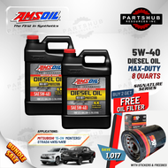 AMSOIL 8 QUARTS 5W-40+PACKAGES SO (4N15 MONTERO/STRADA) 6X MAX-DUTY DIESEL OIL