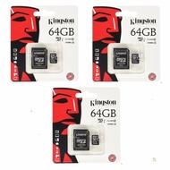 Kingston Memory Card Micro SD SDHC 64 GB Class 10 คิงส์ตัน เมมโมรี่การ์ด 64 GB (แพ๊ค 3 ชิ้น)