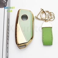 Gold Edge TPU Shell Fob Holder Car Key Case Cover For BMW 7 Series i7 X7 G07 LCI iX I20 X1 U11 G70 G
