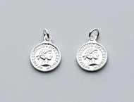 1pc/Lot 925 Sterling Silver European Queen Coin Charms 11mm Women Bracelets Necklace S925 Pendant Fi