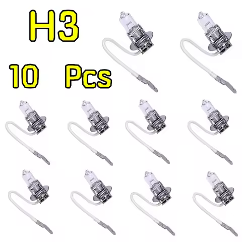 10pcs H3 Halogen Bulb 12V55W White Transparent Quartz Glass Headlamp Automobile Fog Lamp 3200K Whole