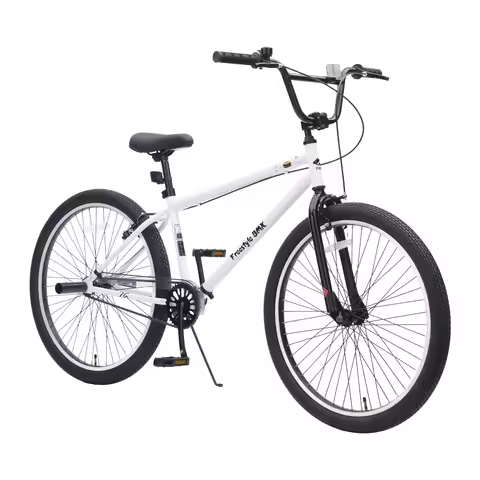 26 Inch Freestyle Bike for Teens, Single Speed Steel Frame Bicycle with 2 BMX Pegs, Front Caliper & 
