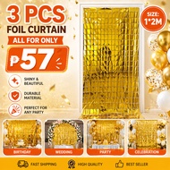 3Packs Square Foil Curtain Backdrop 1x2m Metallic Sequin Wall Decor for Birthday Party Needs