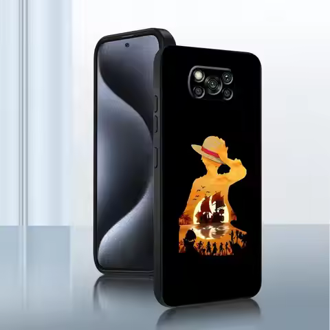 One Piece Luffy Logo Black Soft Shell Phone Case for Xiaomi Poco C75 C40 C50 X7 C71 F3 F7 M3 M4 Pro 
