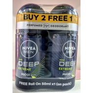 BUY 2 FREE 1 PROMO PACK NIVEA FOR MEN Deodorant Roll On 50ml