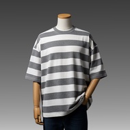 JB - Stripe T-Shirt Grey - Men's Oversized Striped T-Shirt