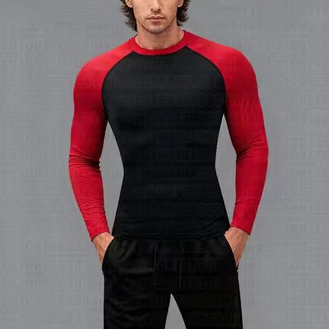 Men's Kid Compression Long Sleeve Shirt Black Fitness T-shirt Male Running Quick Drying Top Sun Prot