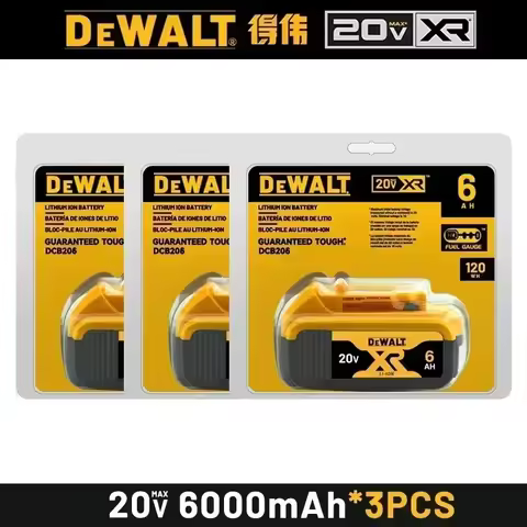 ew 100% Original 20V 6Ah Original Dewalt Power Tool Battery DCB206 DCB206 20V Battery DCB205 DCB200
