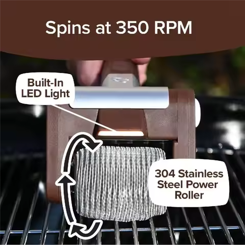 T27C Cordless Electric Grill Cleaner Stainless Steel Roller Brush Head For 350 RPM Safe Cleaning Bru
