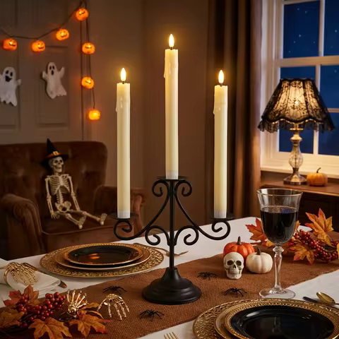 Flameless Ivory Taper Candles Flickering with 10-Key Remote, Battery Operated Led Warm 3D Wick Light