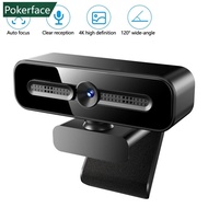 POKERFACE 1080P 4K HD Webcam Plug and Play USB Camera Auto Beauty Effect & Fill Light for Online Cla