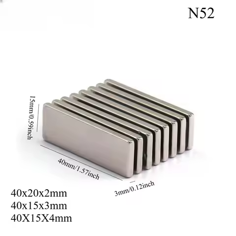 N52 40x20x2 40x15x3 40X15X4 Block Neodymium 40*20*2 Standard Magnet Strong Ebike electric motor Perm