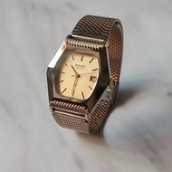 普普年代 • 瑞士Rado 雷達六角石英日期古董錶 獨一無二 不撞錶