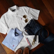 ELLE HOMME Collar Shirt Short Sleeves Fabric Mixed Cotton Cursed Smart Floor Cloth There Are 2 Color