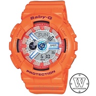Casio Baby-G BA-110SN-4A  Analog Digital Orange Resin Band Ladies Watch BA-110 BA110