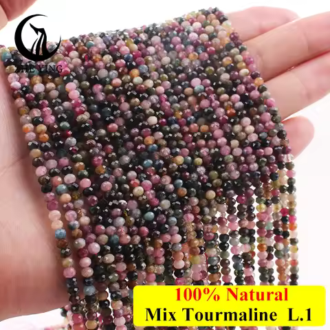 Zhe Ying 3x4mm Colorful Tourmaline Beads Faceted Small Loose Natural Stone Beads for Bracelet Neckla