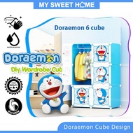 Doraemon Design 6 Cubes DIY Rack Wardrobe DIY 6 Kotak Almari Penyangkut Baju