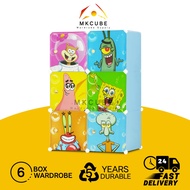 SpongeBob 6 Blocks Kids Cartoon Wardrobe Cabinet Baby Storage Home Diy Clothes Page Almari Pakaian Baju Kanak Kanak