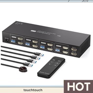 -Compatible 4K 120Hz 8K 60Hz EDID Emulation 4-Port Dual-Monitor KVM Switch 2 Monitors 4 Computers EU