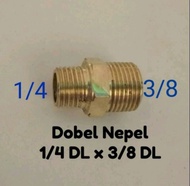 Nepel Double sock / dobel sok nepel drat luar 1/4 x 3/8 drat luar